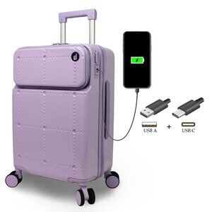 World Traveler Dejuno Avery Smart 20-Inch Carry-On Luggage with USB & USB-C Port